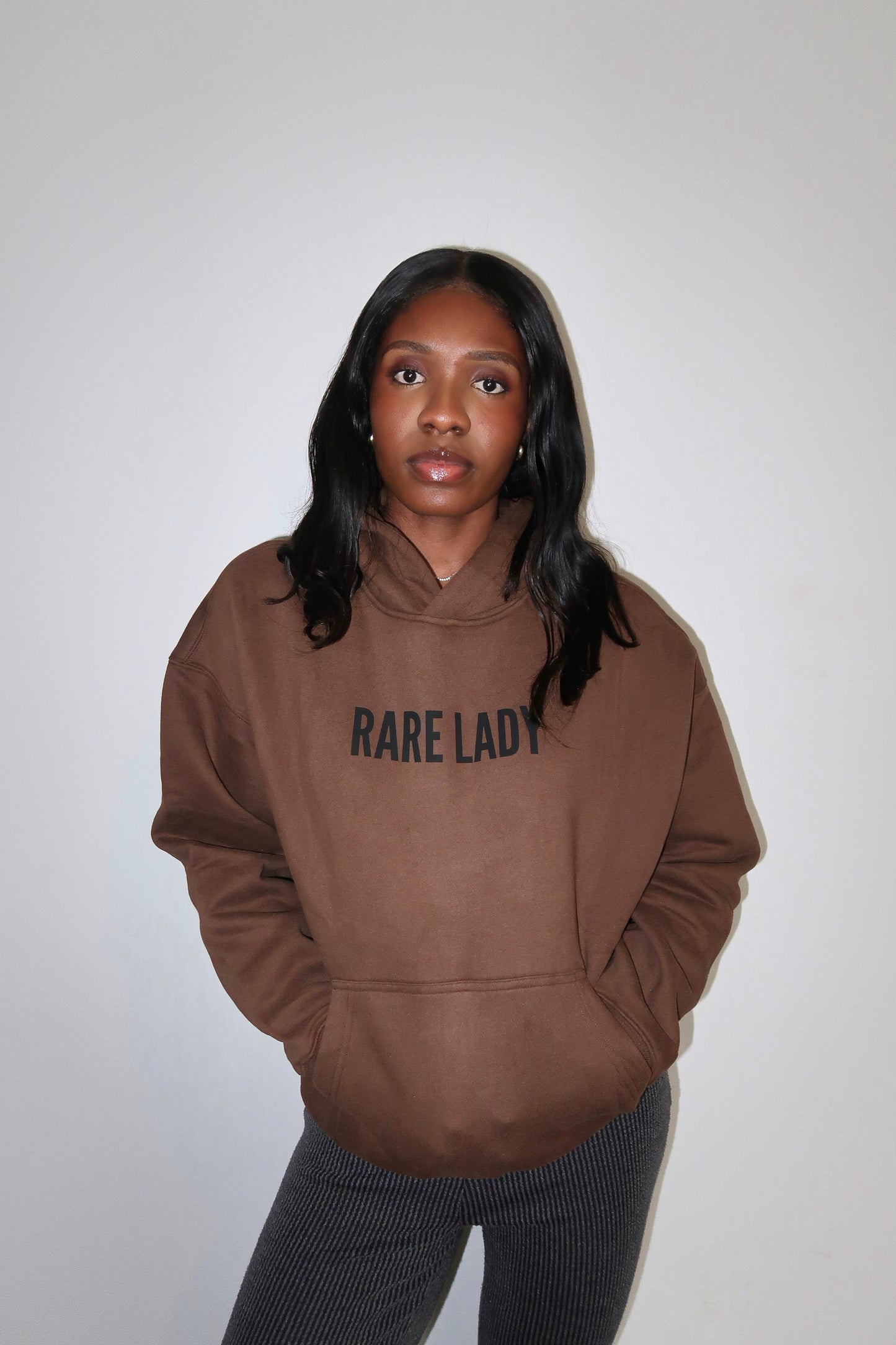 RARE LADY WOMEN'S HOODIE- DARK BROWN