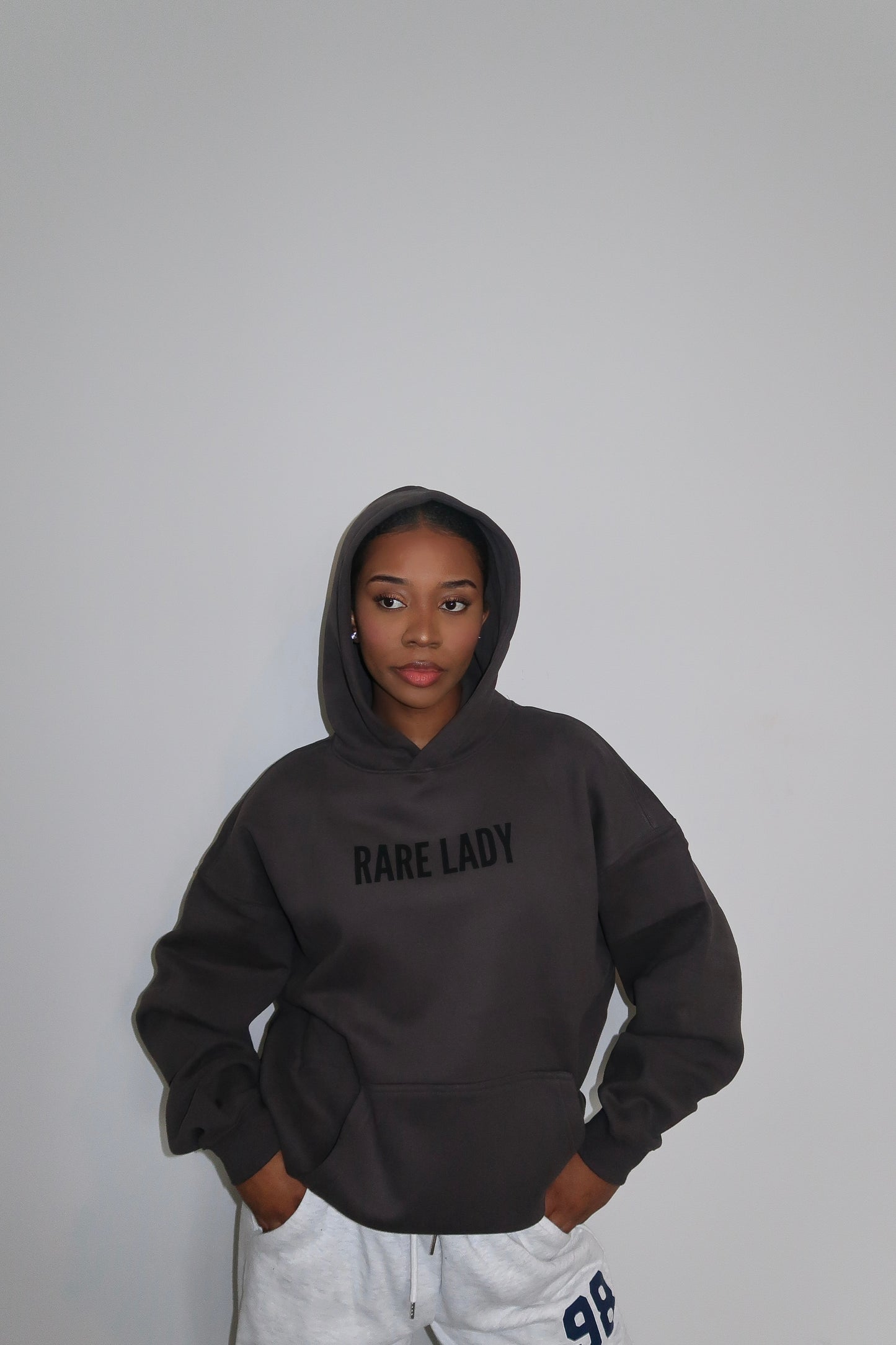 RARE LADY WOMEN'S HOODIE- DARK GREY